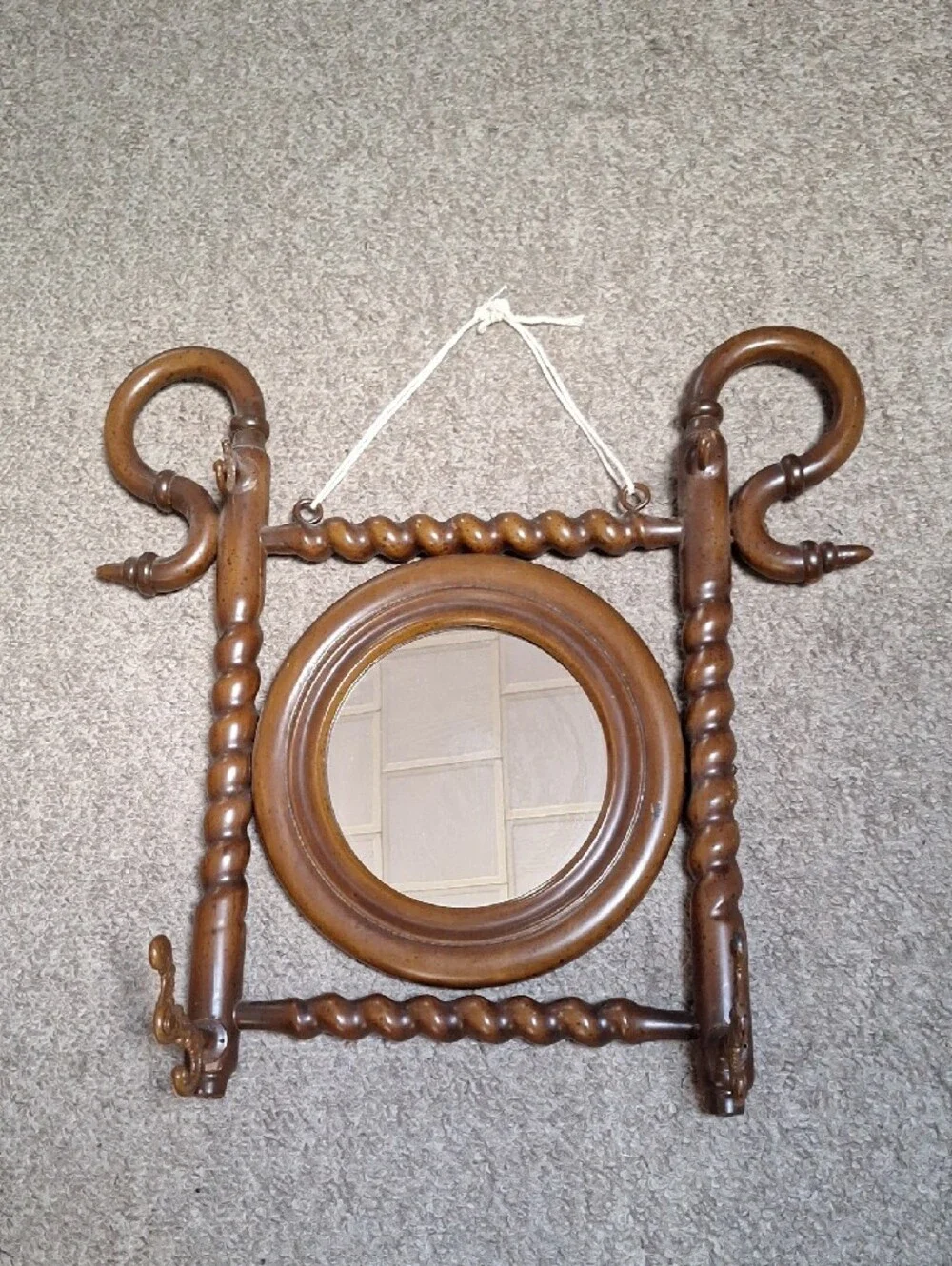 Antique/vintage Victorian-style turned wood entryway hat and coat rack & Mirror